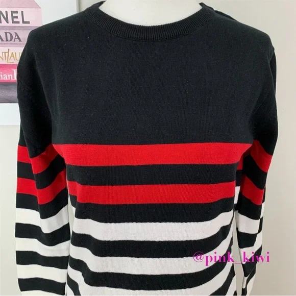 🆑 Area Stars Crewneck Racer Stripe Sweater Dress - Picture 3 of 14